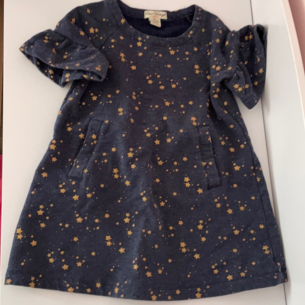 Tailor Vintage Navy & Gold Star Dress 2/3T
